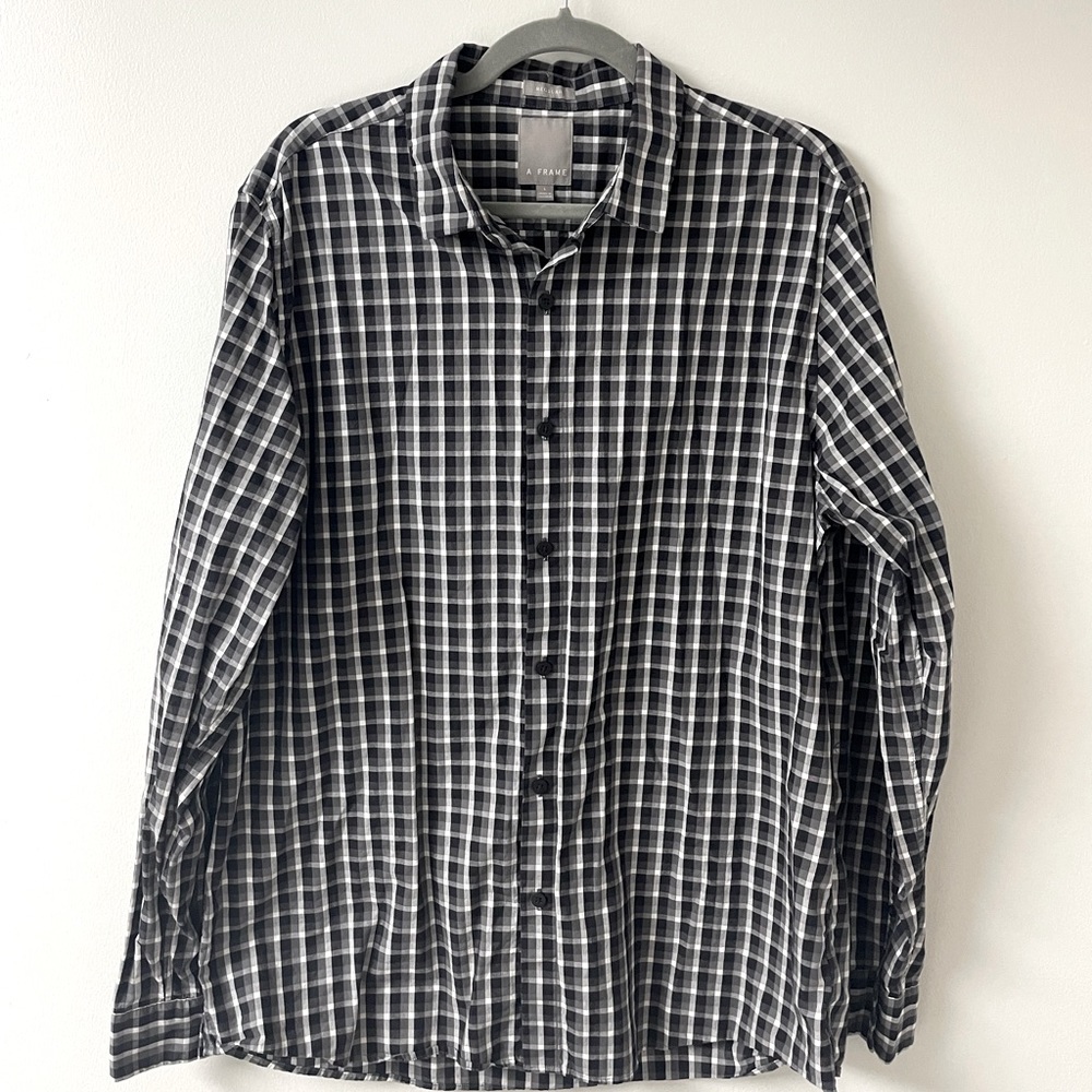 Men’s A Frame Black/White L/S Button Down